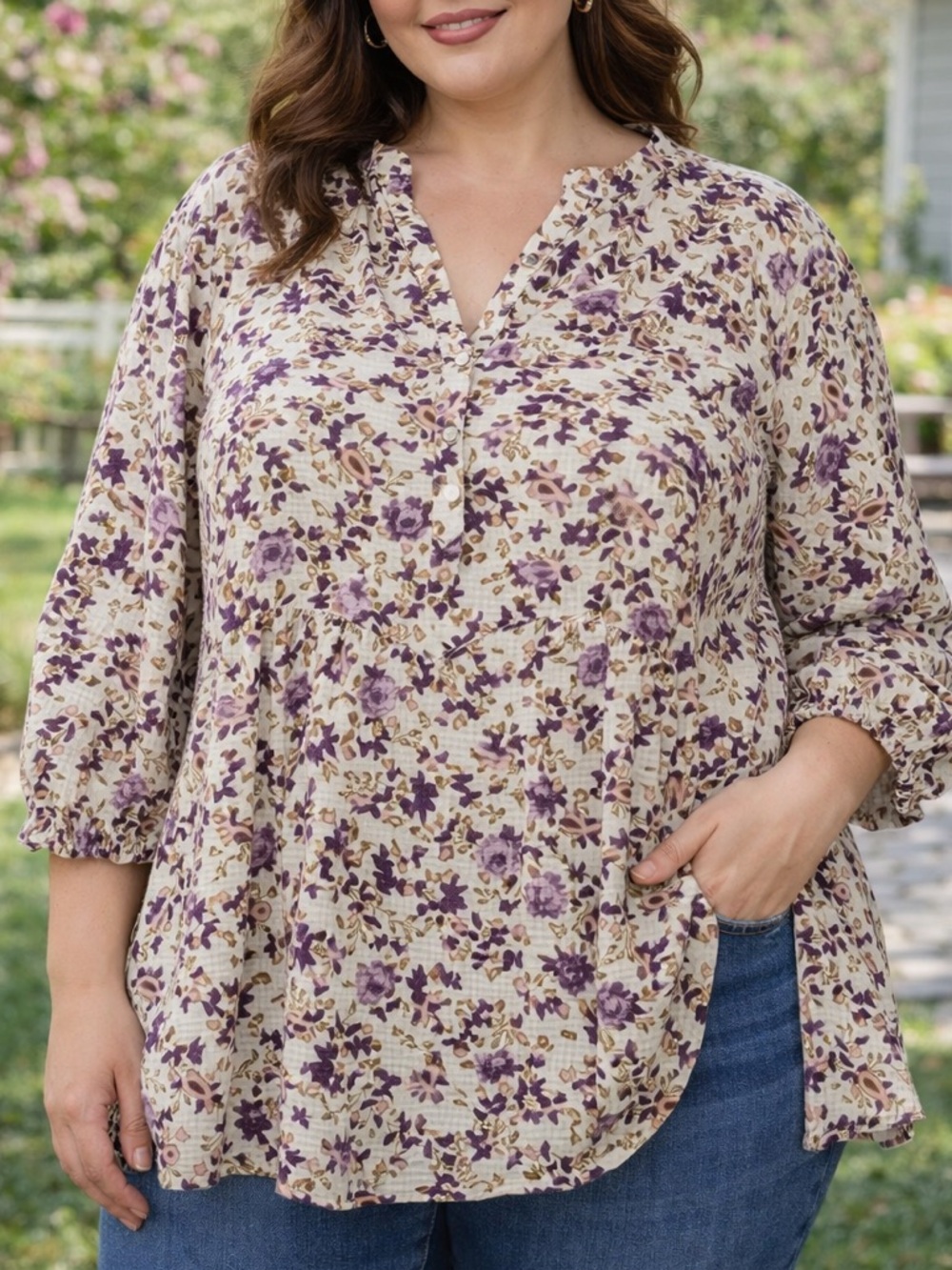 Melloday- Floral Paisley Print Blouse size 1X